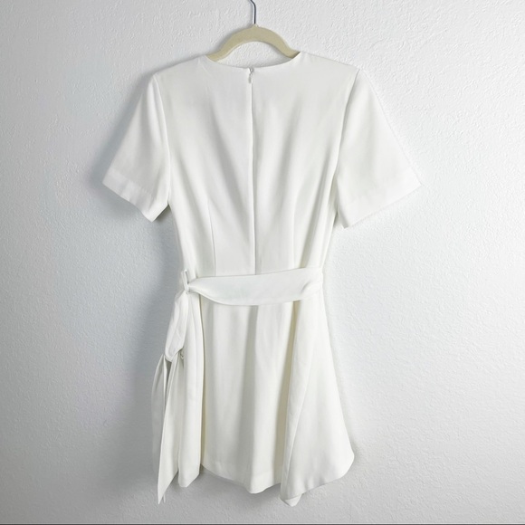 Cinq A Sept Bia Ivory Short Sleeve Crew Neck Tie Mini Dress Size 2 White - Picture 3 of 7